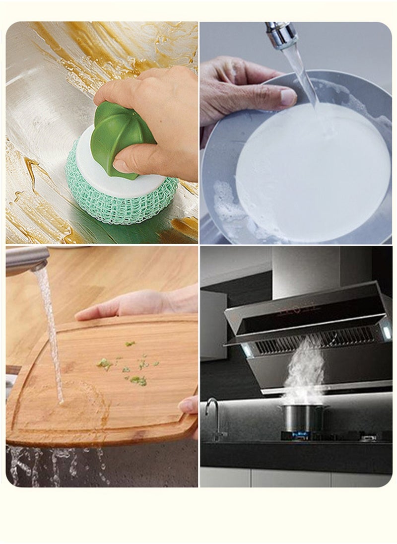 Generic Household Kitchen Cleaning Brush, Cactus Dishwashing Brush Kitchen Brush with Holder Drip Tray for Washing Dish and Cleaning Storage Box with Handle (Green)  - Image 4