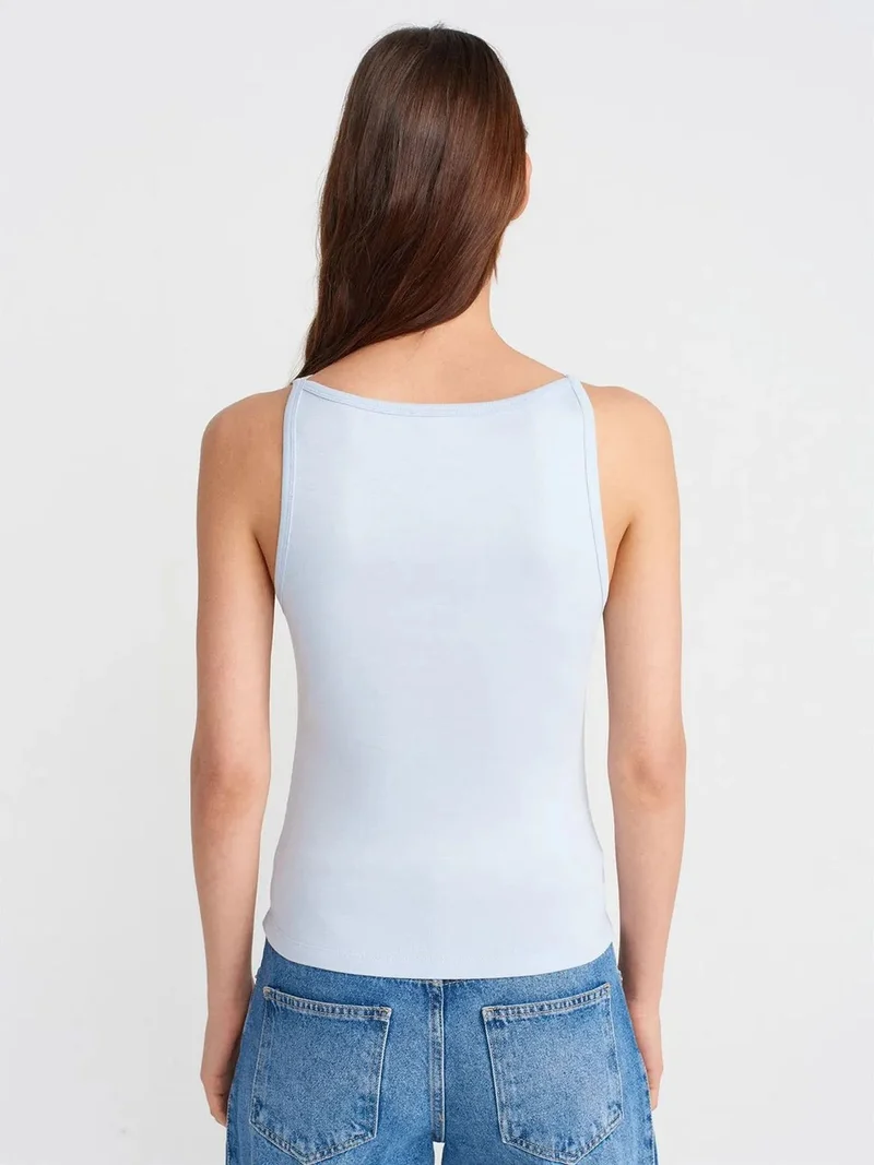 Dilvin DILVIN Ribbed Halterneck Slim-Fit Blouse