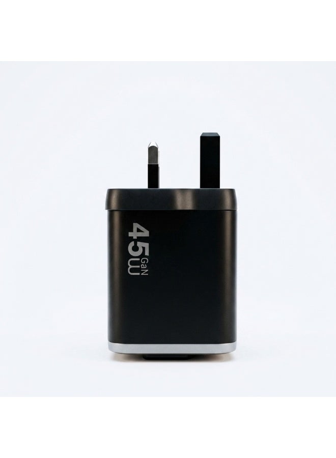 FIFTH ELEMENT HELIX​ Helix 45W GaN Charger with Built-In 70cm Retractable USB-C Cable, Multi-Port PD/PPS Adapter – Black - Image 3