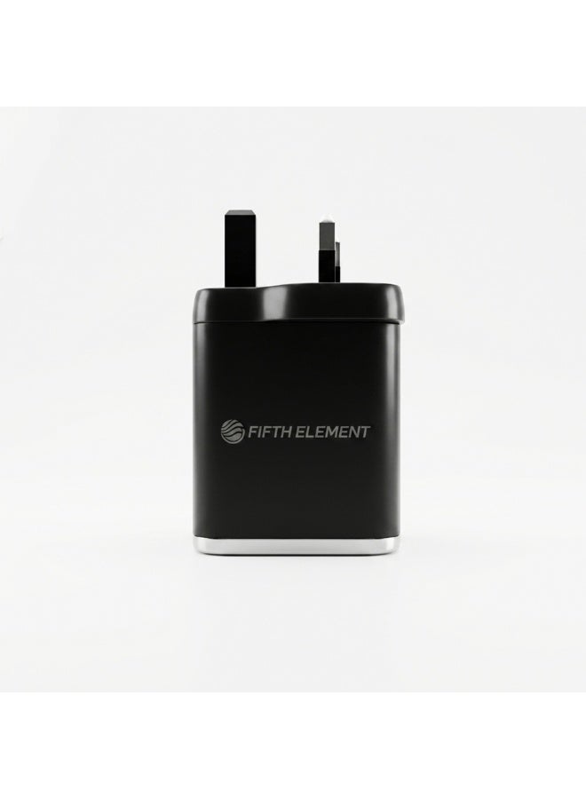 FIFTH ELEMENT HELIX​ Helix 45W GaN Charger with Built-In 70cm Retractable USB-C Cable, Multi-Port PD/PPS Adapter – Black - Image 4