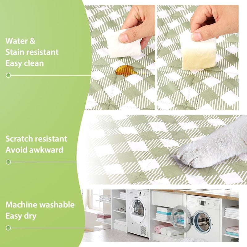 ZAZE Extra Large Picnic Outdoor Blanket, 80''x80'' Waterproof Foldable Blankets Gingham Picnic Mat for Beach, Camping on Grass Picnic Blankets (Green and White - Image 4
