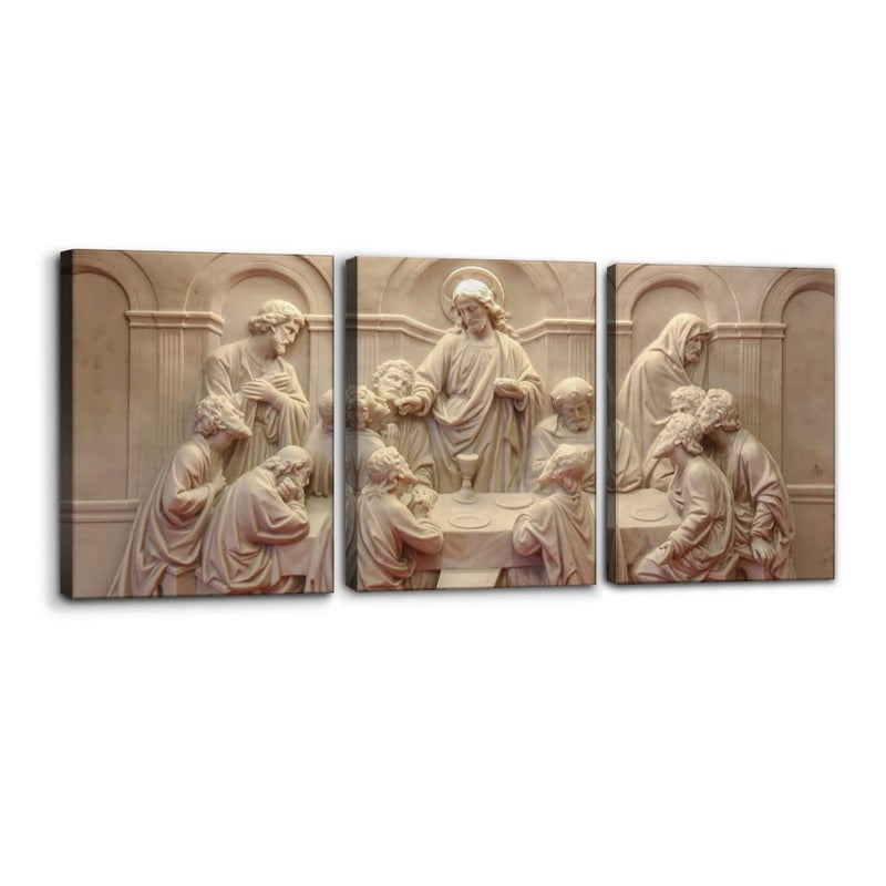 3 Pieces Canvas Wall Art Picture The Last Supper Sculpture Style Paintings on Canvas 12 Apostles Modern Artwork for Home Decor Framed Gallerywrapped Stretched Ready to Hang  12 x 16 x 3