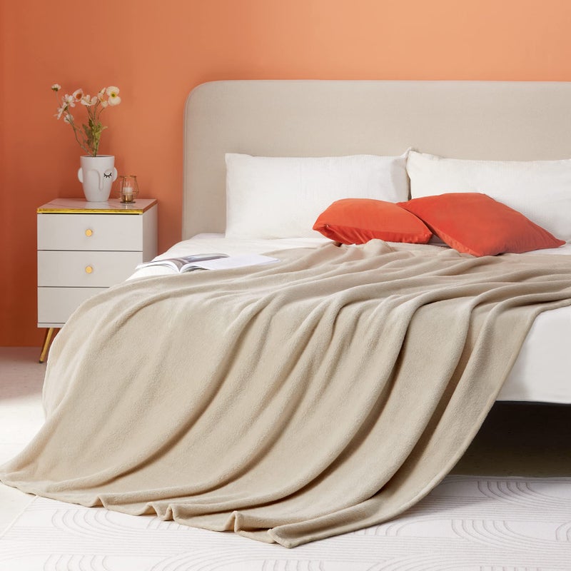 BEAUTEX Fleece Blanket Queen Size Super Soft Flannel Throw Blanket Lightweight Fuzzy Plush Blanket for Couch Sofa or Bed All Seasons (Ivory  90"" x 90"") - Image 5
