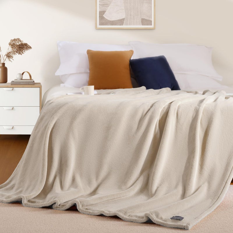 BEAUTEX Fleece Blanket Queen Size Super Soft Flannel Throw Blanket Lightweight Fuzzy Plush Blanket for Couch Sofa or Bed All Seasons (Ivory  90"" x 90"") - Image 4
