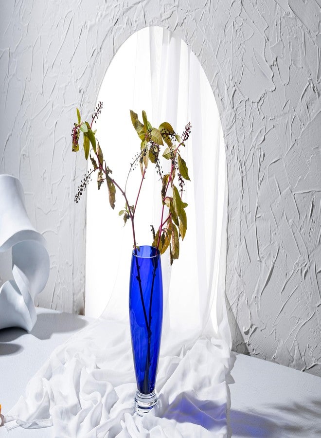 Barski - Handmade Glass - Footed Round Vase - Cobalt - 10" H (10 Inches High) Made in Europe - Image 3