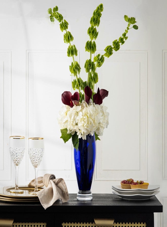 Barski - Handmade Glass - Footed Round Vase - Cobalt - 10" H (10 Inches High) Made in Europe - Image 2