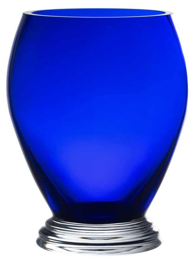 Barski - Handmade Glass - Footed Round Vase - Cobalt - 10" H (10 Inches High) Made in Europe - Image 1