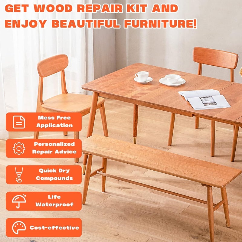Kenbry 3 Colors Wood Filler Repair Kit,Wood Putty and Woods Filler Laminate Floor Repair Kit for Scratch Cover & Restore Laminate Scratch, Cracks, Hole, Restofinisher Wooden Door, Furniture, Table, Cabinet - Image 5