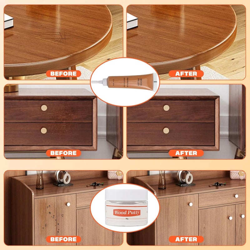 Kenbry 3 Colors Wood Filler Repair Kit,Wood Putty and Woods Filler Laminate Floor Repair Kit for Scratch Cover & Restore Laminate Scratch, Cracks, Hole, Restofinisher Wooden Door, Furniture, Table, Cabinet - Image 3