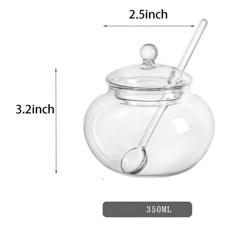 123Arts Clear Glass Sugar Bowl With Lid and Sugar Serving Spoon 8 ounces - Image 2