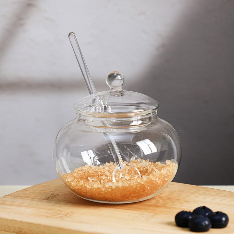 123Arts Clear Glass Sugar Bowl With Lid and Sugar Serving Spoon 8 ounces - Image 5