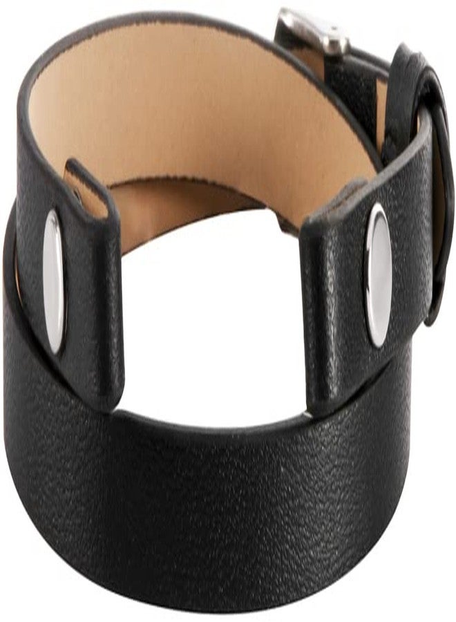 mEssentials Wild Essentials Leather wrap Bracelet Replacement Band. 15" Total Length, fits Any Bracelet or Watch Pendant with .3" or Larger Posts, Adjustable Buckle, Fits 5" up to 7.5" Wrist (Black) - Image 2