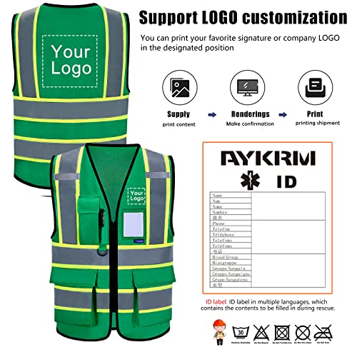 AYKRM 11 colors available green reflective vest - Image 2