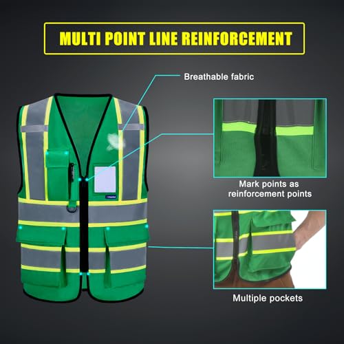 AYKRM 11 colors available green reflective vest - Image 5