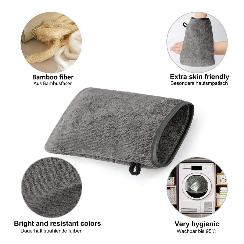 PHOGARY 10 Pack Microfiber Body Wash Mitts, Soft Face Mitten, Bath Spa Cloth, Reusable Makeup Remover Mitt Gloves, European Style Wash Cloth, 6Ã—8 inch (Grey) - Image 4