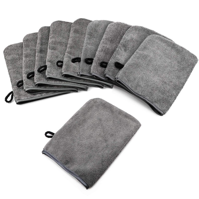 PHOGARY 10 Pack Microfiber Body Wash Mitts, Soft Face Mitten, Bath Spa Cloth, Reusable Makeup Remover Mitt Gloves, European Style Wash Cloth, 6Ã—8 inch (Grey) - Image 2