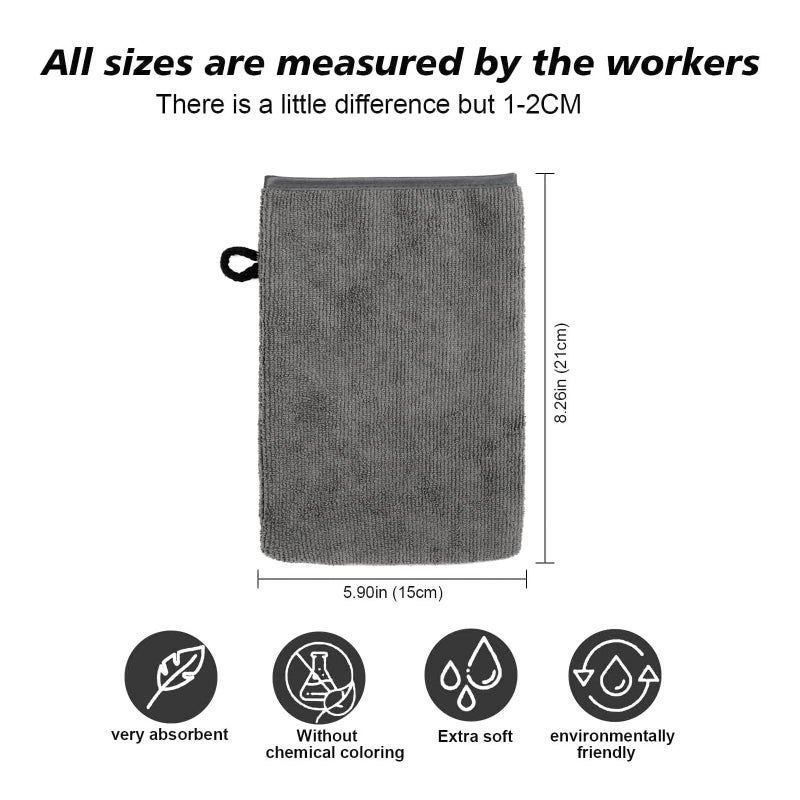 PHOGARY 10 Pack Microfiber Body Wash Mitts, Soft Face Mitten, Bath Spa Cloth, Reusable Makeup Remover Mitt Gloves, European Style Wash Cloth, 6Ã—8 inch (Grey) - Image 3