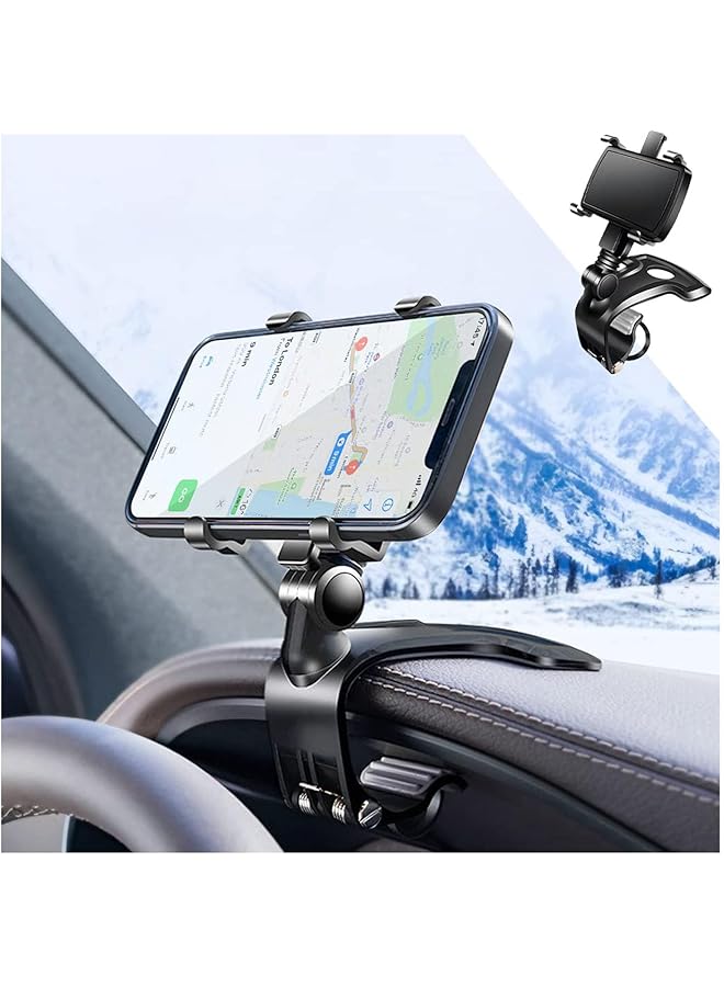 S-TOP Adjustable Phone Mount for Car, 1400 Degree Rotation Dashboard Cell Phone Holder, Mobile Clip Stand for 3 to 7 inches Smartphones, Compatible with iPhone 13 Pro,13 Pro Max,13,13 min, Galaxy S10+ - Image 1