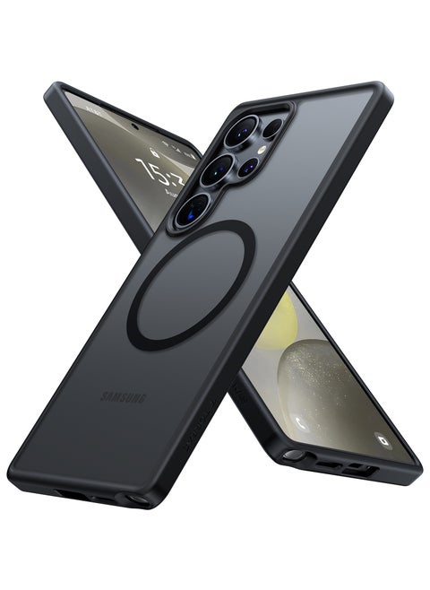 Magnetic Shockproof for Samsung Galaxy S25 Ultra Case, Fit for MagSafe, 4X Mil-Grade Protection, Translucent Slim Case for Samsung S25 Ultra Case Anti-Fingerprint Anti-Scratch, Black