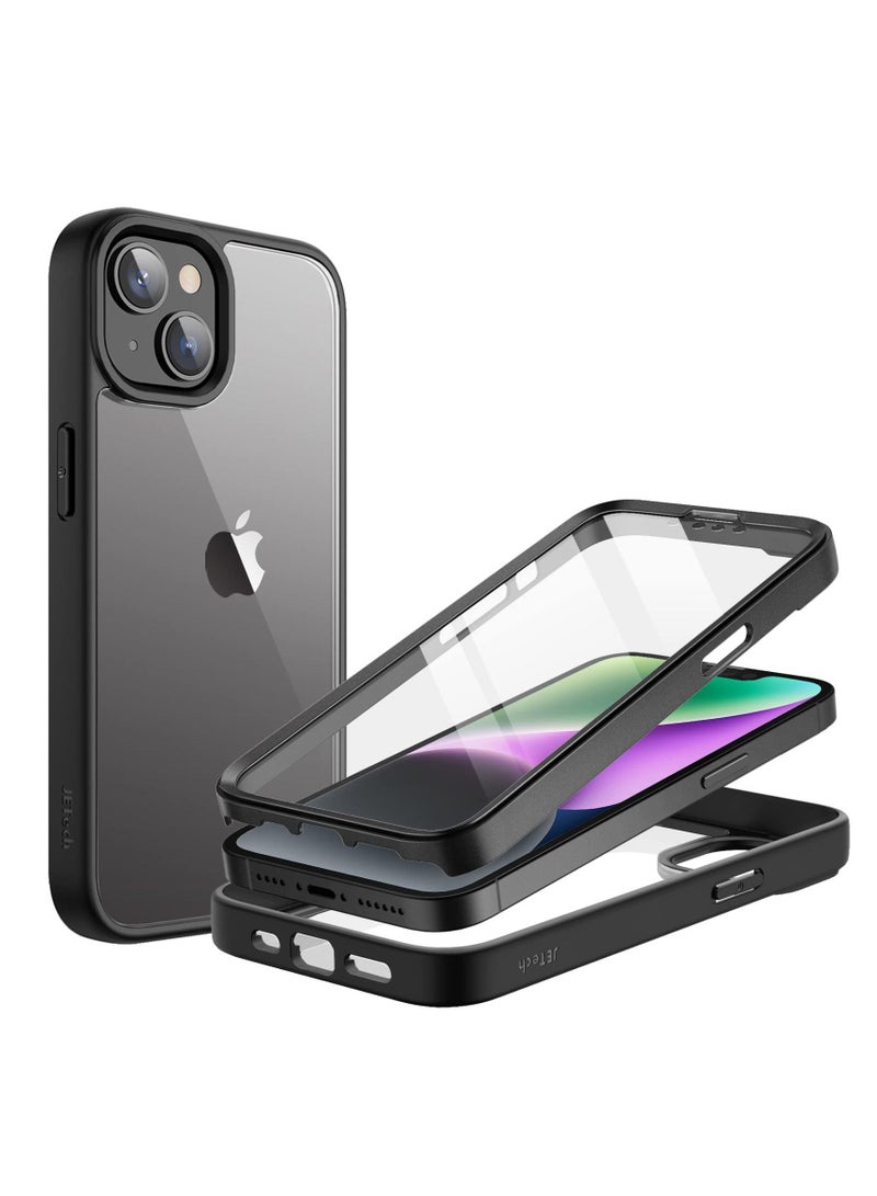 جي تيك جراب لهاتف iPhone 14 Plus واقي شاشة مدمج مضاد للخدش 360 درجة غطاء هاتف متين لكامل الجسم ظهر شفاف - Image 1