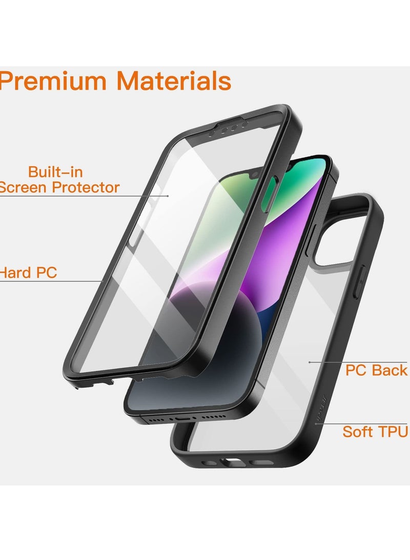 جي تيك جراب لهاتف iPhone 14 Plus واقي شاشة مدمج مضاد للخدش 360 درجة غطاء هاتف متين لكامل الجسم ظهر شفاف - Image 3