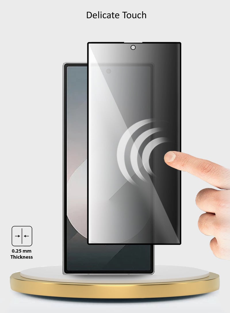 Wtech Samsung Galaxy Z Fold6 5G 2024 Premium E2E Privacy Full Glue Full Cover Tempered Glass Screen Protector (MSGECP) - Clear/Black - Image 5