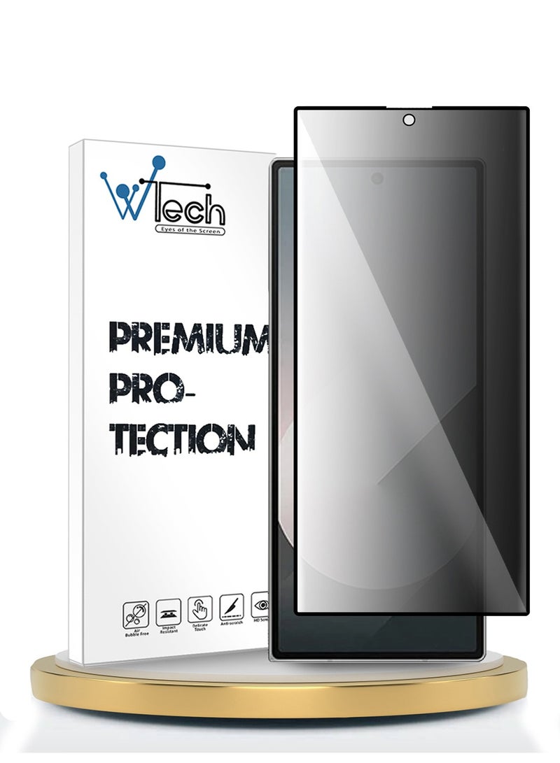 Wtech Samsung Galaxy Z Fold6 5G 2024 Premium E2E Privacy Full Glue Full Cover Tempered Glass Screen Protector (MSGECP) - Clear/Black - Image 1