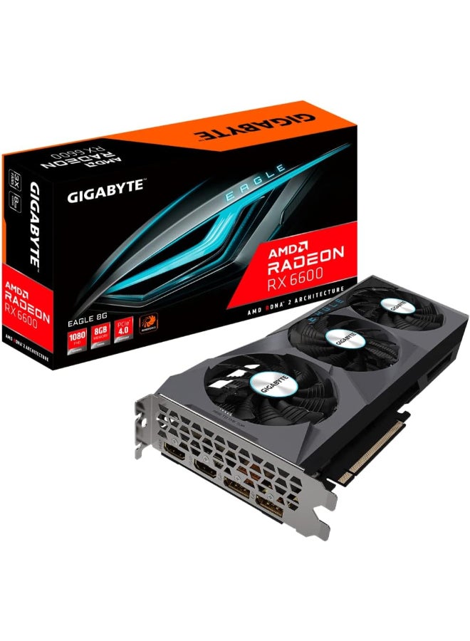 GIGABYTE Radeon RX 6600 Eagle 8G Graphics Card, WINDFORCE 3X Cooling System, 8GB 128-bit GDDR6, GV-R66EAGLE-8GD Video Card - Image 1