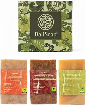 Bali Soap Natural Soap Bar Gift Set 3 pc Variety Pack Papaya Cinnamon Lemongrass Face or Body Soap Best for All Skin Types For Women Men Teens 35 Oz each - Image 4