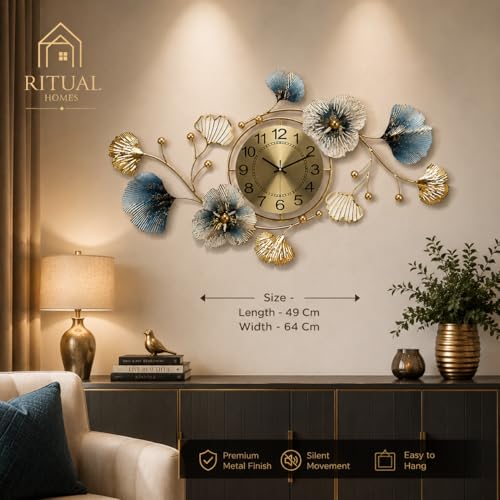 FUNTEREST Metal Wall Clock Big Antique Decorative Stylish Watch & Decoration Design for Home Decor Interior for Bedroom Living Room Dining Office Farm Cafes Restaurant Hotels House Hall Item (Mo-2) - Image 2
