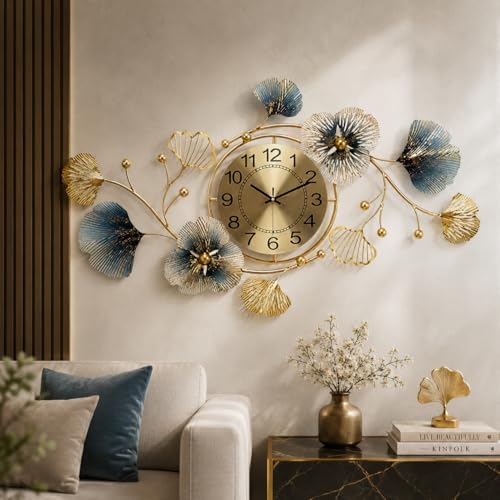 FUNTEREST Metal Wall Clock Big Antique Decorative Stylish Watch & Decoration Design for Home Decor Interior for Bedroom Living Room Dining Office Farm Cafes Restaurant Hotels House Hall Item (Mo-2) - Image 1