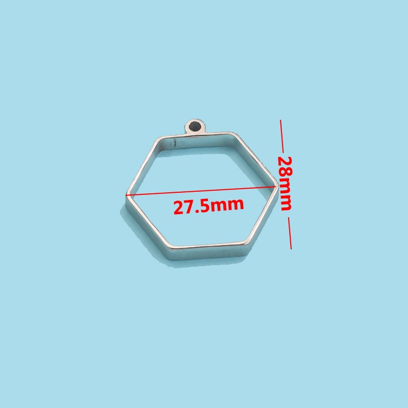 Stainless Steel Polished Geometry Pendant DIY Frame Hexagon [single about 1.85g]] 