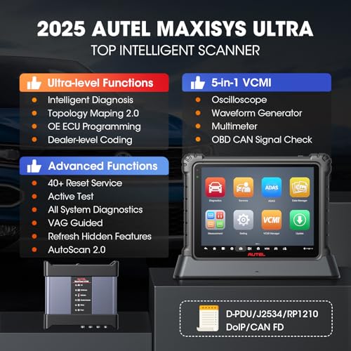 Autel 2026 Autel MaxiSYS Ultra Scanner: Top Auto Tool with 40+ Service, 5-in-1 VCMI, Intelligent Scan, Topology Map, OE Programming & Coding, Upgraded of MaxiCOM Ultra Lite Elite II Pro MS919 Ultra EV - Image 2