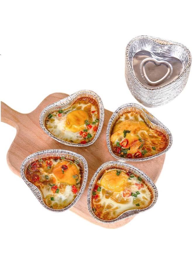 Faxilon Faxi Long, Aluminum Foil Bowls, 50 Pieces, Air Fryer And Oven Heart-Shaped Bowls, Cake, Shrimp, Steamed Cake, Baby Food Molds - Image 1