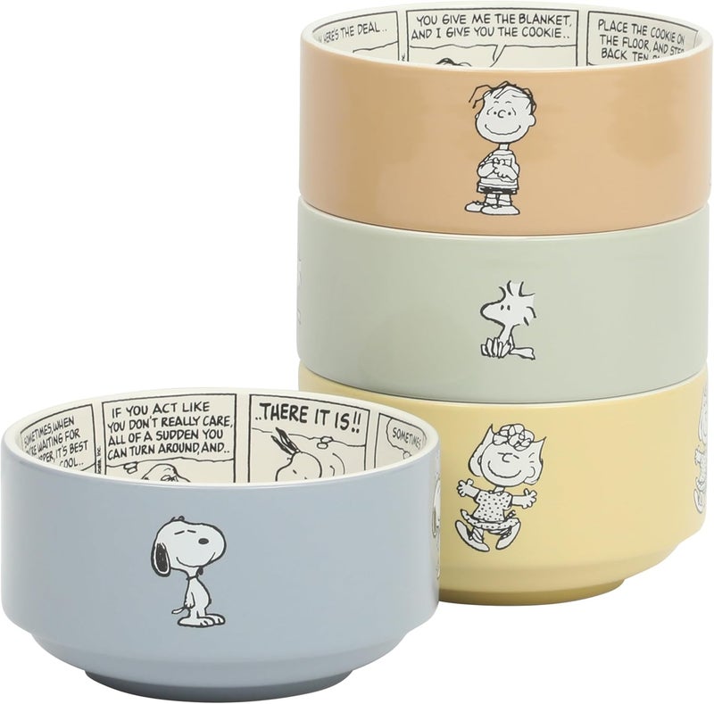Peanuts Snoopy Bonbon Bites 4 Piece 55 Decorated Stoneware Ceramic Stackable Bowl Set - Image 1