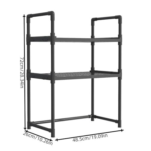 Olpad Expandable 3 Tier SS Kitchen Shelf Organizer Countertop Rack Space Saving Kitchen Free Standing Rack for Cosmetics, Stationary and Jars Organization Oven Stand Compact & Convenient (3 layer, Black) - Image 4