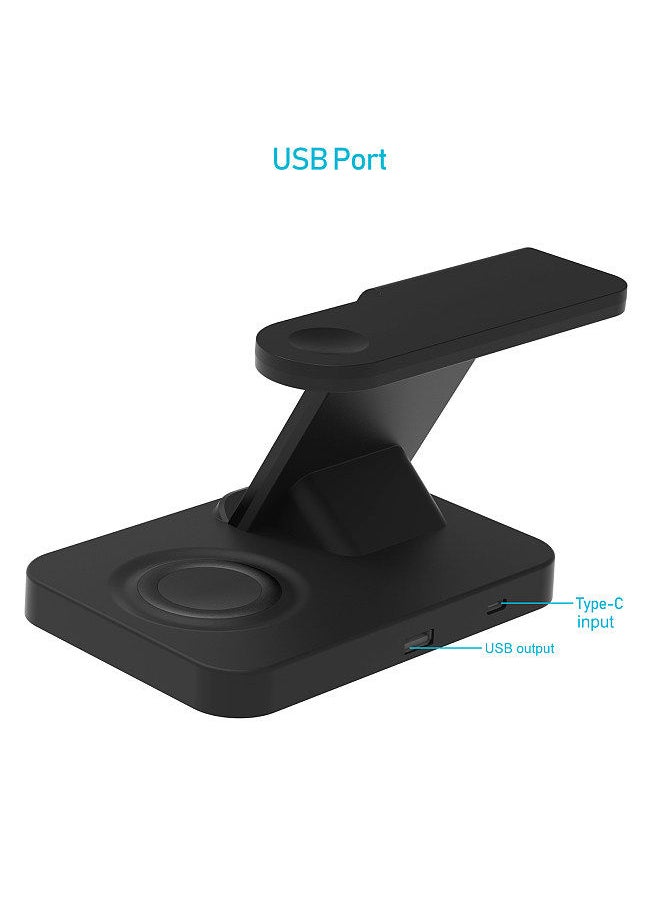 Generic - F15 Wireless Charger 3 in 1 Wireless Charging Station for Multiple Devices 15W Fast Charging Dock Stand Compatible with iOS Smartphone Smartwatch Series Earbuds - Image 1
