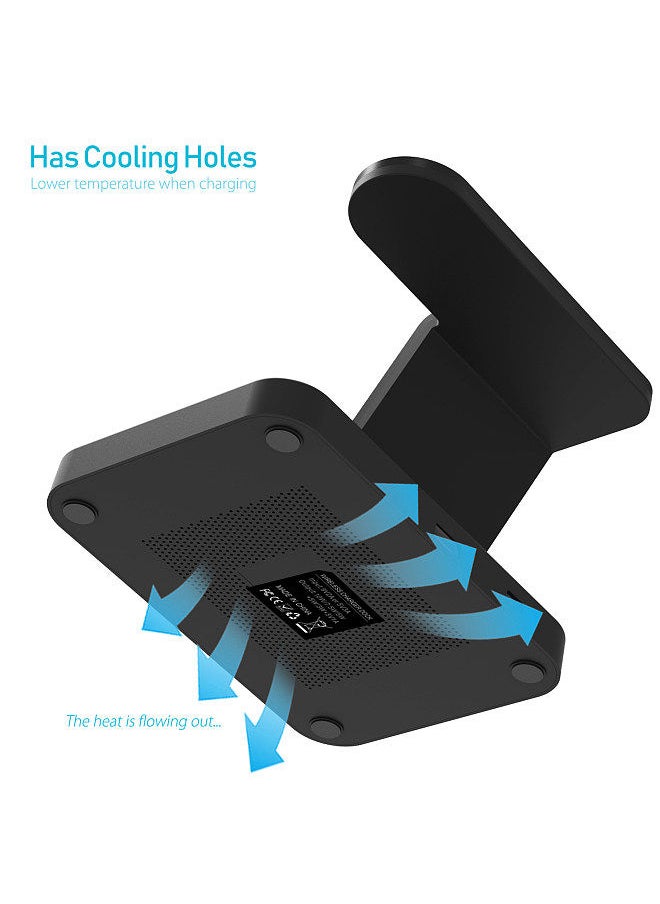 Generic - F15 Wireless Charger 3 in 1 Wireless Charging Station for Multiple Devices 15W Fast Charging Dock Stand Compatible with iOS Smartphone Smartwatch Series Earbuds - Image 1