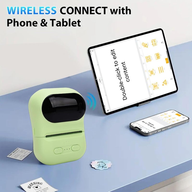 VBESTLIFE Mini Portable Thermal Printer Print Pod, Inkless Bluetooth Label Maker Machine for DIY Crafts, Journaling, Office & Home Use (Green) - Image 4