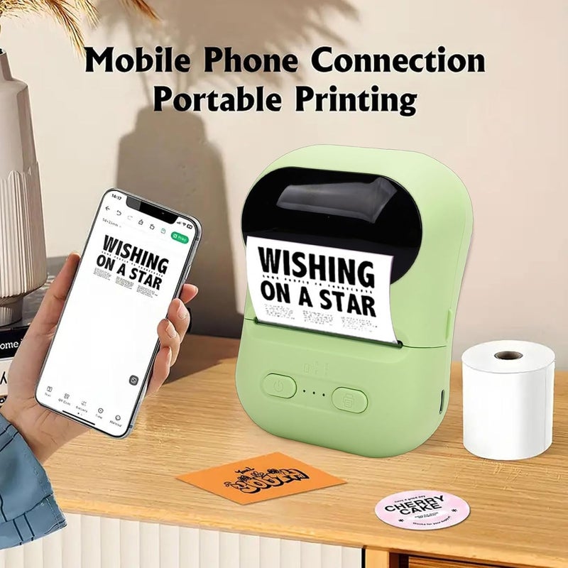 VBESTLIFE Mini Portable Thermal Printer Print Pod, Inkless Bluetooth Label Maker Machine for DIY Crafts, Journaling, Office & Home Use (Green) - Image 2