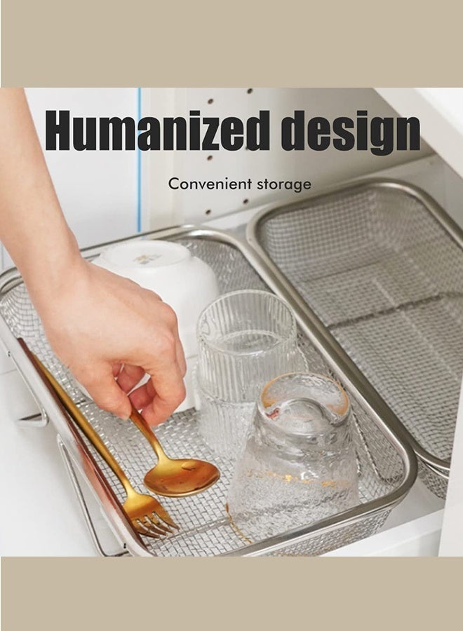هاهاهاي سلة مصفاة قابلة للتوسيع من الفولاذ المقاوم للصدأ فوق الحوض ، سلة تصريف ، مصفاة شبكية دقيقة قابلة للتعديل مع مقابض لشطف الخضار والفواكه والمعكرونة ، أدوات كبيرة لأدوات المطبخ ، متينة وسهلة التنظيف (45.5 × 24.5 × 8 سم) - Image 5