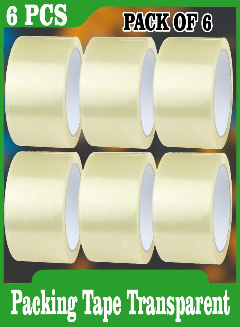 PRIMA شريط تغليف شفاف لاصق قوي 48 مم، 100 ياردة، طول 92 مترًا، كل عبوة من 6 قطع - Image 1