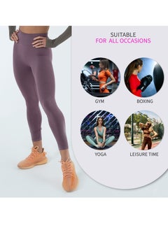 Bernessi Turkey Nylon Sports Leggings for Women High Waisted Ladies Workout Running Fitness Yoga Gym Pants with Tummy Control Textured Purple Figs  - Image 4