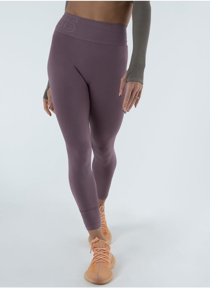 Bernessi Turkey Nylon Sports Leggings for Women High Waisted Ladies Workout Running Fitness Yoga Gym Pants with Tummy Control Textured Purple Figs  - Image 1