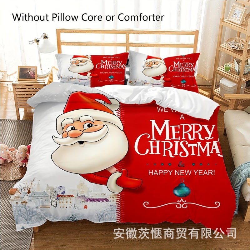 Zhichao 3D Three-Piece Set Size Christmas Quilt Cover Christmas Bedding Home Textile - Image 3