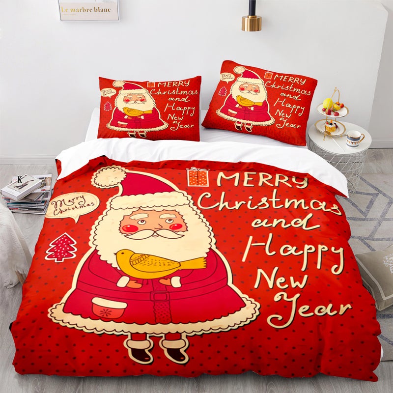 Zhichao 3D Three-Piece Set Size Christmas Quilt Cover Christmas Bedding Home Textile - Image 1