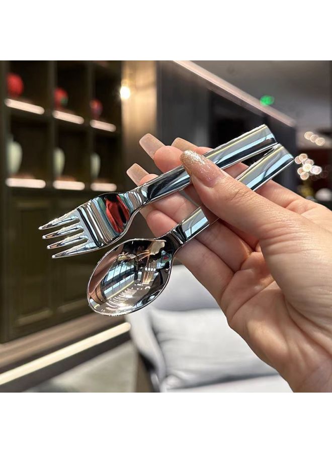 304 Stainless Steel Children's Spoon Fork Tableware Baby Food Supplement Spoon Convenient Spoon Eating Soup Spoon Short Handle Spoon-Specification:304 Children's Spoon Zb - Image 2