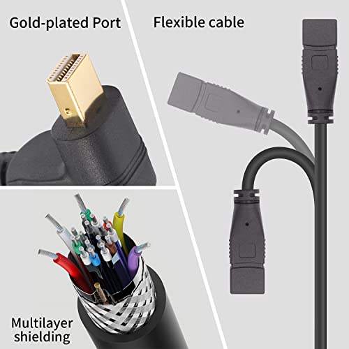 Duttek 4K 90 Degree Mini DisplayPort Cable 1FT/30cm, Down Angled Mini DisplayPort Extender Cable(Male to Female) for Computer Laptop - Image 5