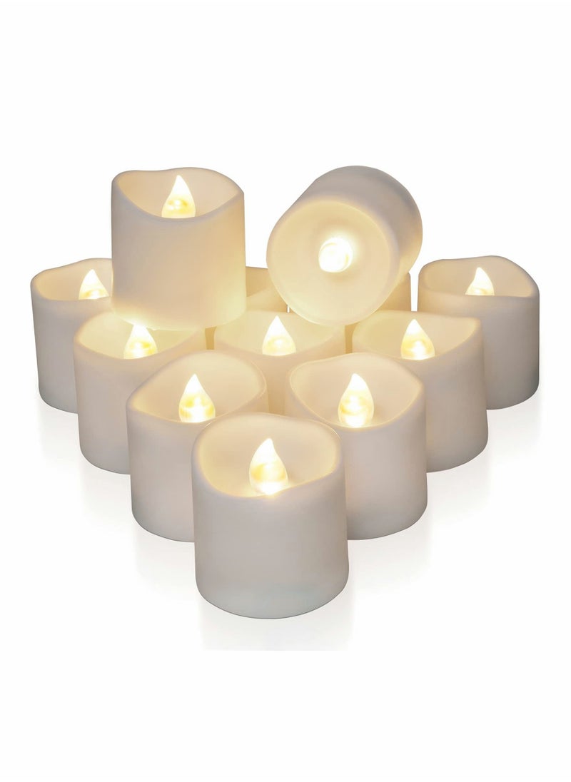 Y&D - Flameless LED Votive Candles, 12 Pcs Long Lasting Battery Operated Tea Light with Timers, 6 Hours On and 18 Off Cycle Automatically for Wedding, Table Decorations - Image 1