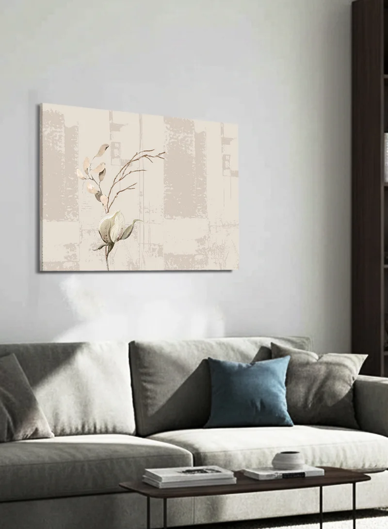 LOWHA Canvas Wall Art Stretched Over Wooden Frame with Plant Leaves Abstract Design